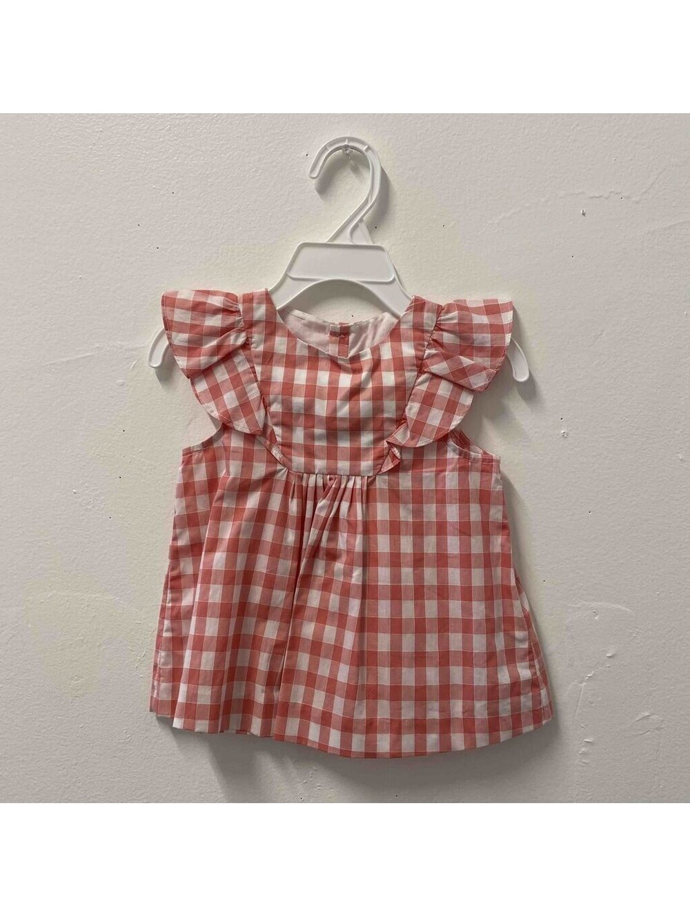 New with Tags Jacadi Pink Gingham Ruffle Top, 18 Months